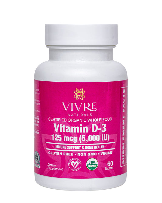 Organic Whole Food Vitamin D-3 125 mcg (5,000 IU)